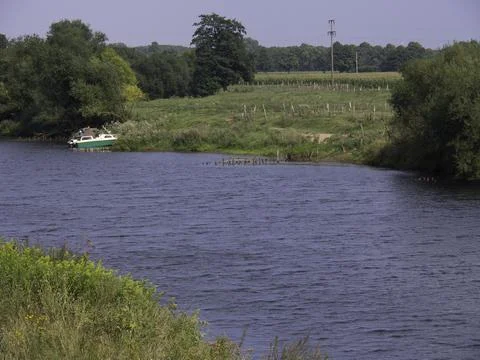 Summer time at a river in germany Stock Photos