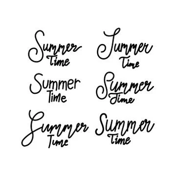Summer Time Script Text Design Template Vector 스톡 일러스트