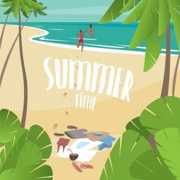 Summer time on the sea Stock Illustration