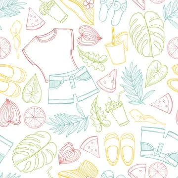 Summer time set. Vector pattern. Stock Illustration
