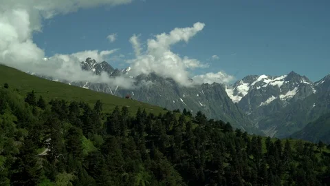 Summer time snow capped mountains. Stock Footage 115963908