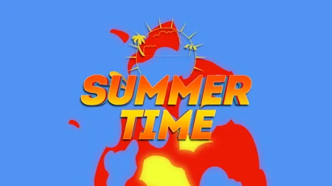 Summer Time with sun rays, palm and hot fire Video stock 167443585