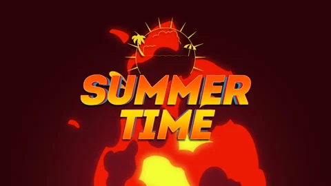 Summer Time with sun rays, palm and hot fire Video stock 168102942