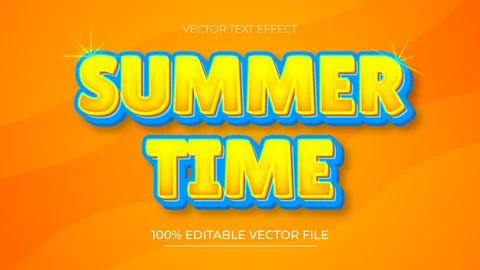 Summer Time text effect editable 3d for design template Stock Illustration