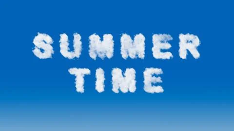 "summer time" text in the shape of clouds in the sky Stock Illustration