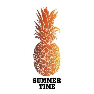Summer Time title with decorated exotic drink or cocktail in the half part of Stock Illustration