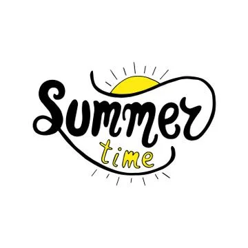 Summer time. Unique lettering poster. Vector art. Trendy handwritten summer Stock Illustration
