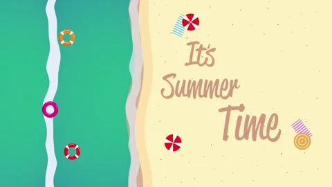 Summer time vacation animation on tropical beach with turquoise ocean and san Stock-Footage 338315249