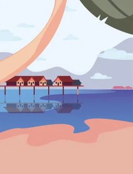 Summer time vacations design flat vector ilustration Illustrazione stock