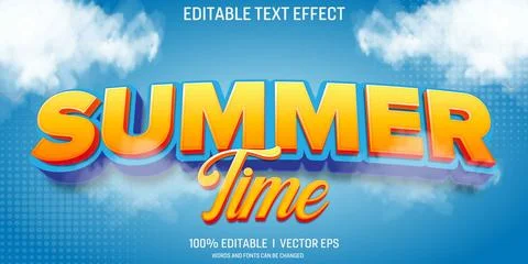 Summer time vector 3d text effect with modern style design Stock Illustration