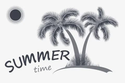 Summer Time Vector Background. Two Palm Trees Stock Illustration