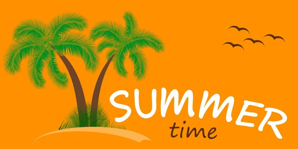 Summer Time Vector Background. Two Palm Trees Stock Illustration