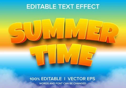 Summer time vector text effect with modern style design Stock Illustration