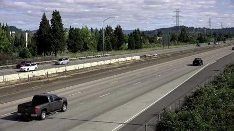 A summer time view of Interstate 5. Stock Footage 139548602