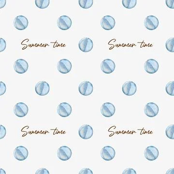 Summer time watercolor pattern featuring playful blue orbs for textile and .. 스톡 사진