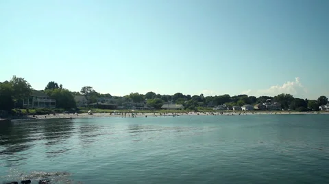 Summer time at Willard Beach, South Portland, Maine, wide shot Stock Footage 41489628