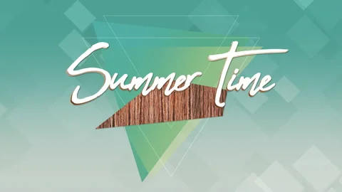 Summer Time on wood with geometric triangles Video stock 196850098