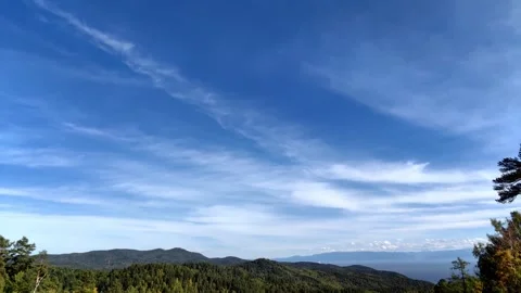 Summer timelapse with clouds in blue sky over green hilly forest valley. Stock Footage 302781789