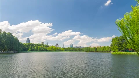 Summer timelapse scenery of Wuhan East Lake Scenic Area Stock Footage 322172453