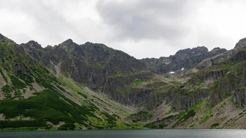 Summer Timelapse: Tatra Mountains Panorama with Calm Lake Stock Footage 291713549