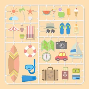 Summer tools model kits Stock Illustration