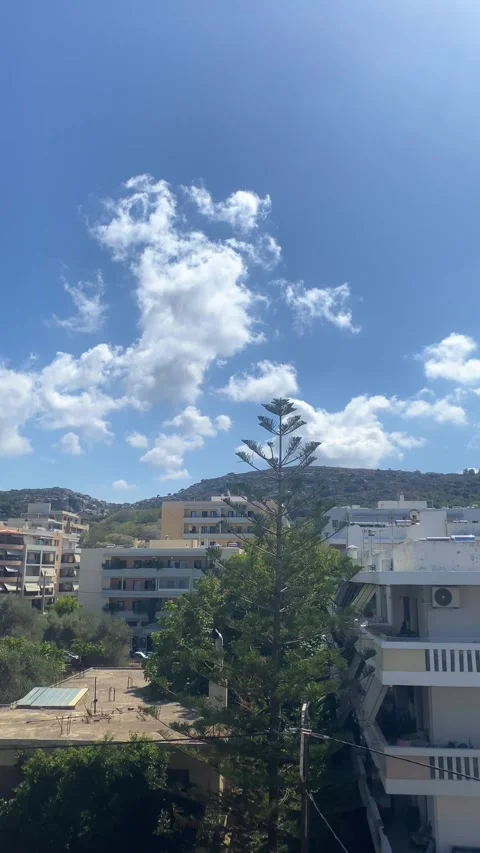 A summer town in Greece. Vertical video Stock Footage 286124246