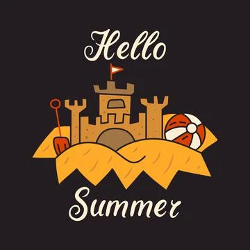 Summer travel concept vector design with lettering Illustrazione stock