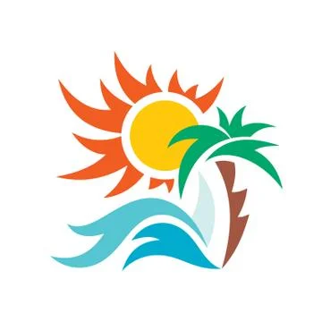 Summer travel vacation vector logo concept illustration. Stock Illustration