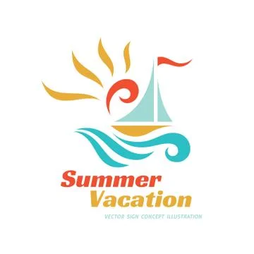 Summer travel vacation vector logo concept illustration. Stock Illustration