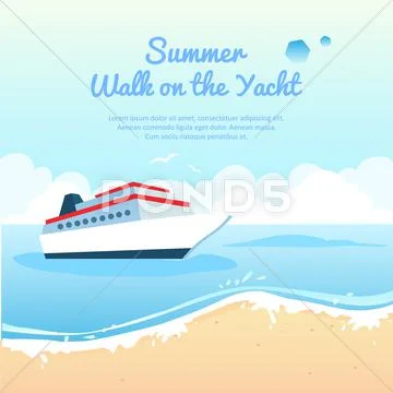 Summer travel on yacht illustration Stock Illustration