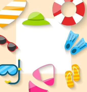 Summer Traveling Card with Beach Elements Illustrazione stock