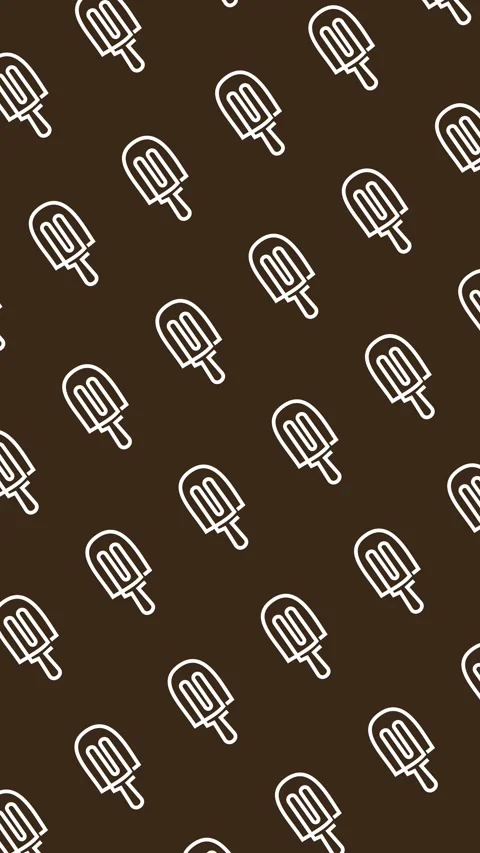 Summer treats pattern with seamless popsicle line art icons on a dark chocolate Stock Footage 334733685