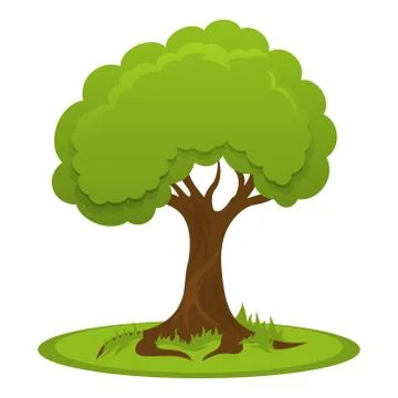 Summer tree with flat crown Stock Illustration