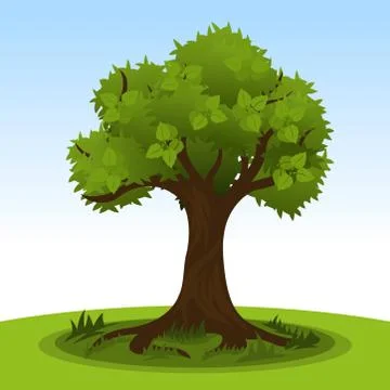 Summer tree with green leaves Stock Illustration