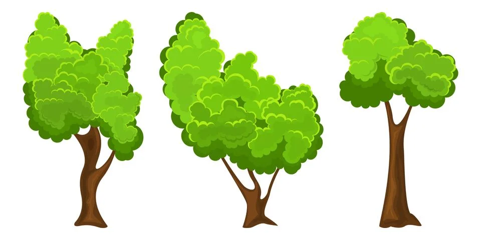 Summer tree set Stock Illustration