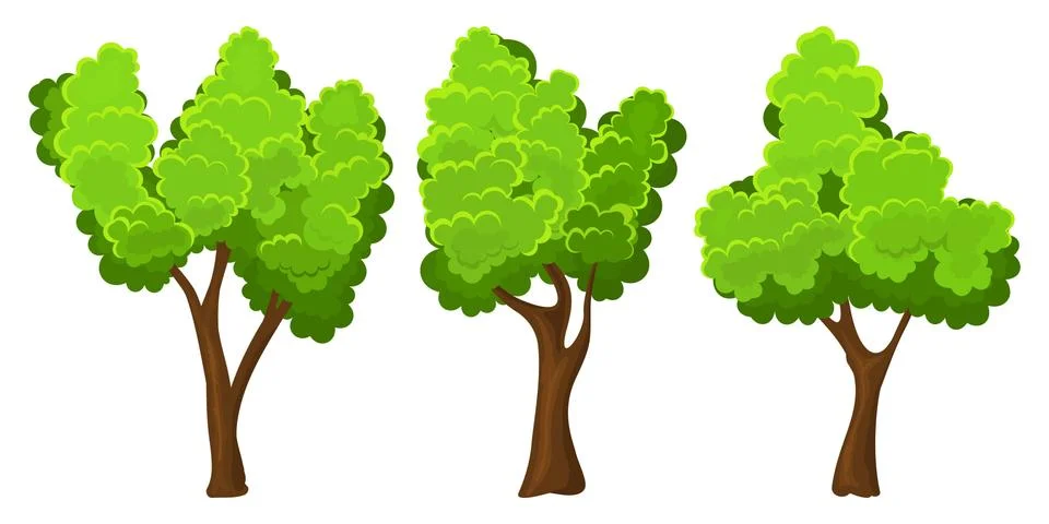 Summer tree set Stock Illustration