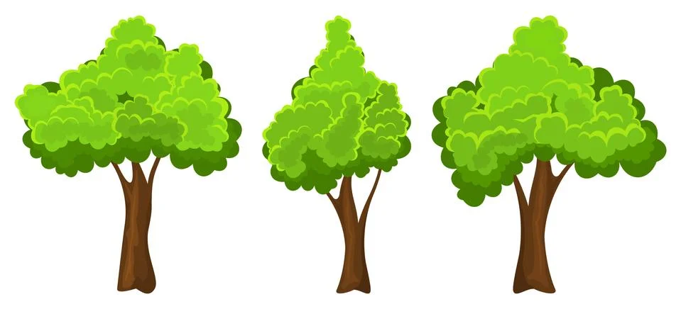 Summer tree set Stock Illustration