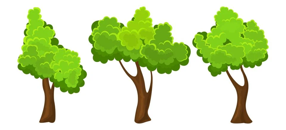 Summer tree set Stock Illustration
