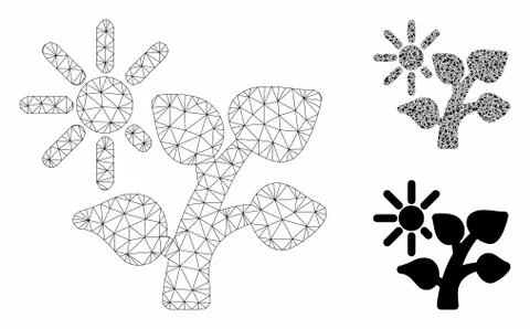 Summer Tree Vector Mesh Network Model and Triangle Mosaic Icon Stock Illustration