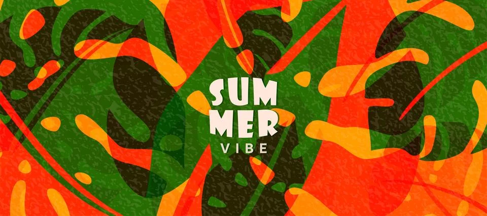 Summer tropic pattern background. Tropical jungle leaves banner design with Stock Illustration
