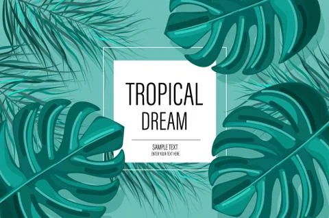 Summer tropic pattern Vector. green palm leaves decor textures vintage styles Illustrazione stock