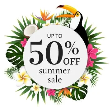 Summer Tropical Banner Stock Illustration