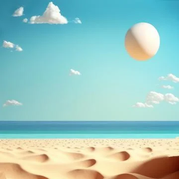 Summer tropical beach 3d concept cute colorful background. Stock Illustration