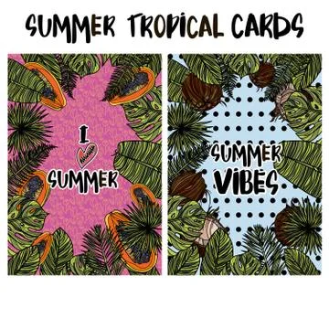 Summer tropical cards. Stock Illustration