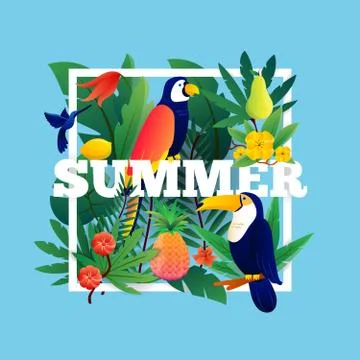 Summer Tropical Frame Illustrazione stock