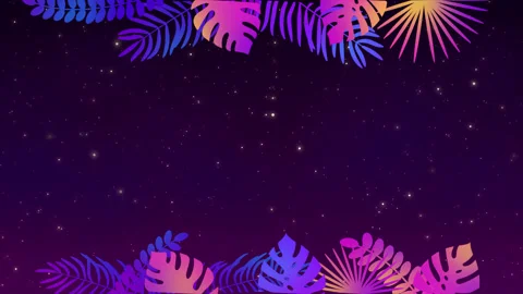 Summer tropical gradient leaves frame template. 4k Animation with copy space Vídeos de archivo 146264828