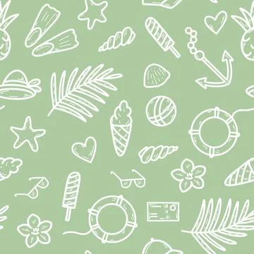 Summer tropical green seamless pattern vector illustration Illustrazione stock