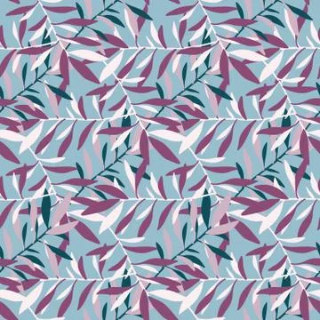 Summer tropical leaf backdrop. Geometric branch leaves seamless pattern. Stock Illustration