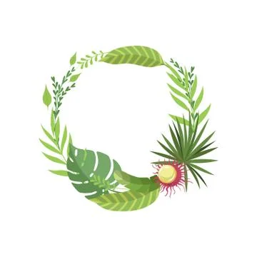 Summer Tropical Leaves Elegant Frame with Place for Your Text, Banner, Poster Ilustração Stock