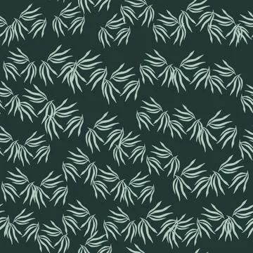 Summer tropical leaves semless pattern. Tropic leaf on dark green background. Illustrazione stock